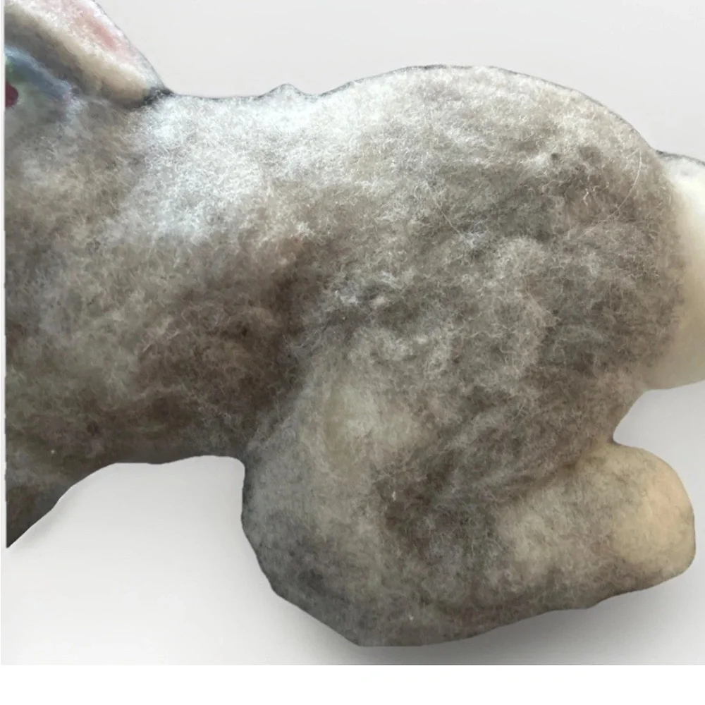 Needle Felted Rabbit Handmade Wool Bunny Sculpture Fiber Art Easter 12” OOAK